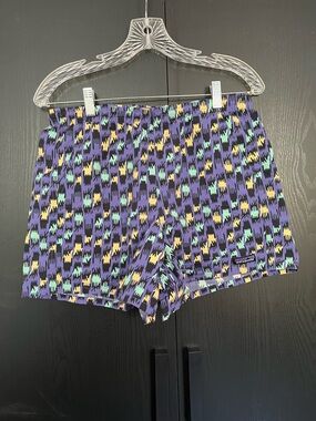 Patagonia Women's Purple, Mint & Yellow Patterned Elastic-Waist Athletic Shorts